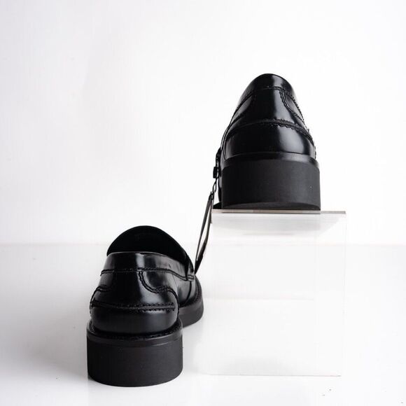 Massimo Dutti Womens Leather Loafers Shoes Black US 9 EU 40 NWT 1544/450 - Picture 6 of 9